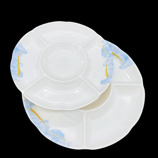 仿瓷餐具五格盘饺子盘专用带醋碟饭店卤水配菜拼盘餐盘多格盘创意