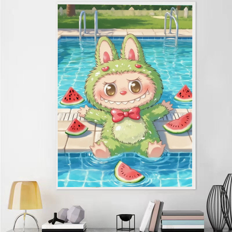 2025新款西瓜拉布布钻石画客厅卧室diy手工点钻贴钻石绣带框粘贴