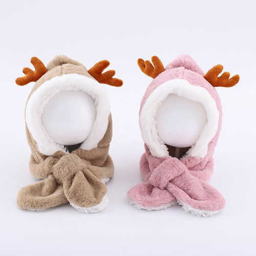 围巾帽子一体帽宝宝婴儿保暖护耳