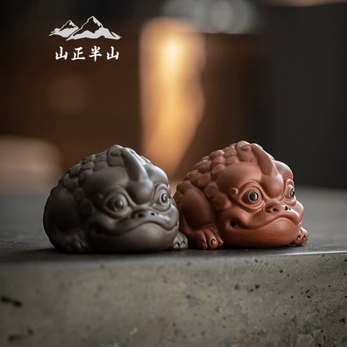 紫砂半手工金蟾麒麟蟾茶宠