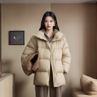 面包服中长款 朗Z轻雪羽绒服女24冬新款 泡芙羽绒 捷克白鹅绒