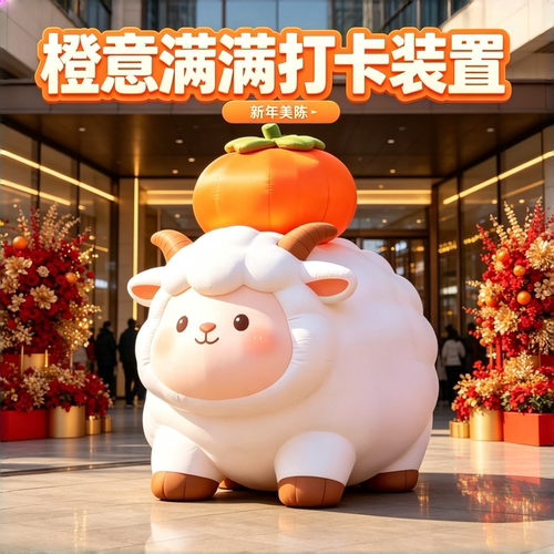 新年小羊充气气模拍照美陈摆件