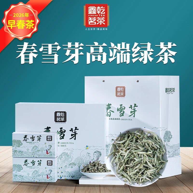 鑫乾茗茶【云南高山云雾绿茶】春雪芽鲜嫩颗颗嫩芽栗香香气馥郁