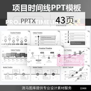 国外高端简约时尚项目时间线时间轴图表图形展示PPT设计素材模板