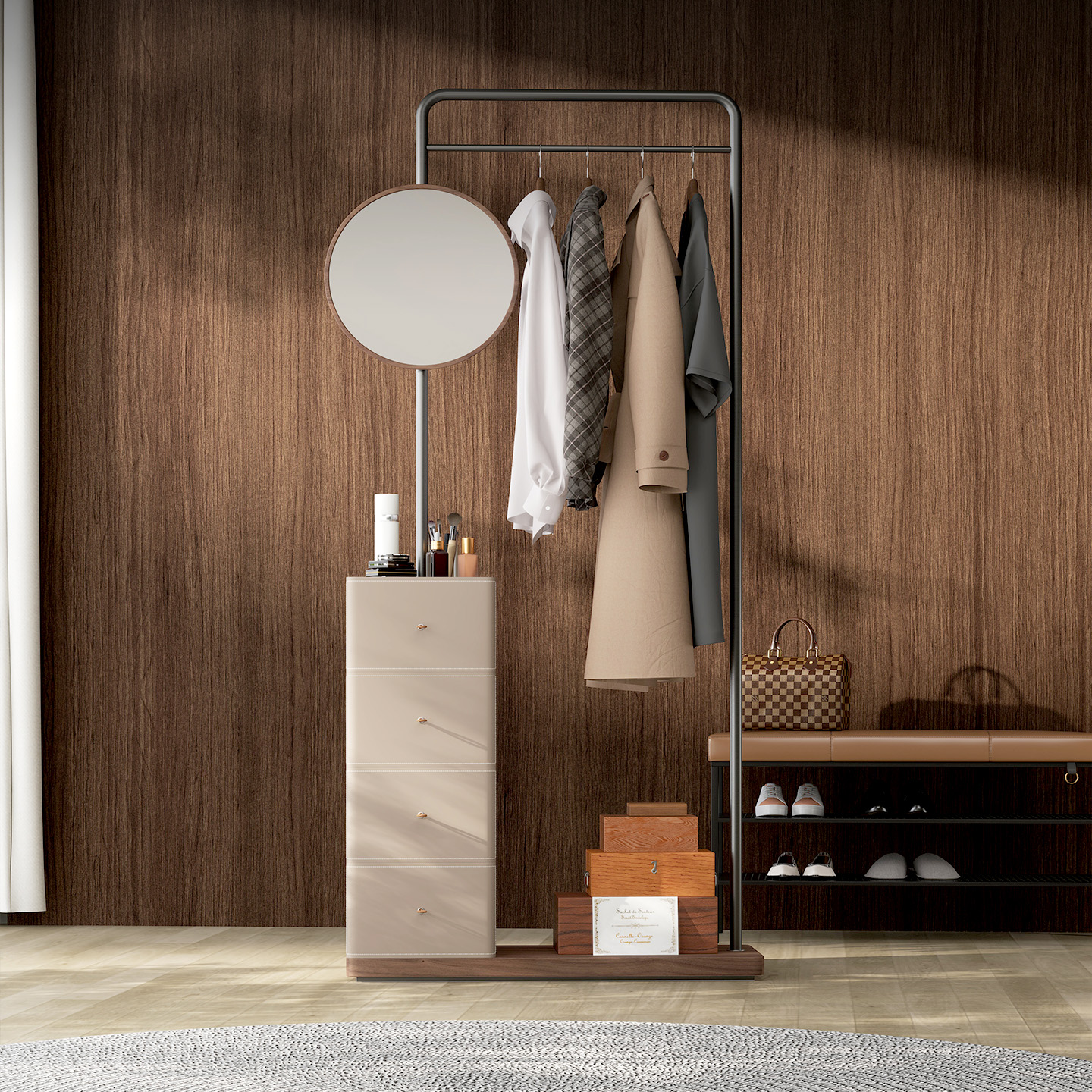 萨尼莱多功能斗柜衣帽架