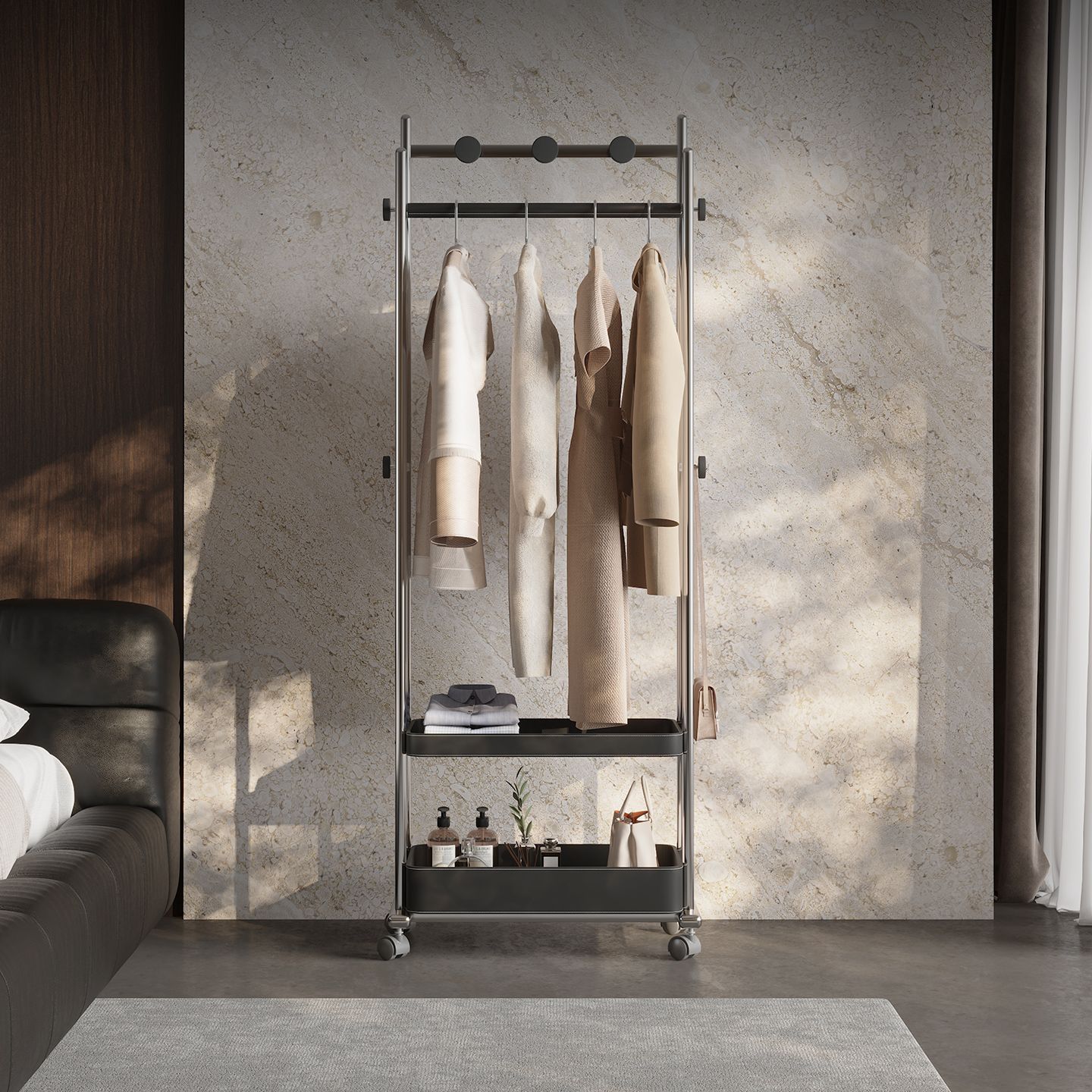 意式极简不锈钢衣帽架