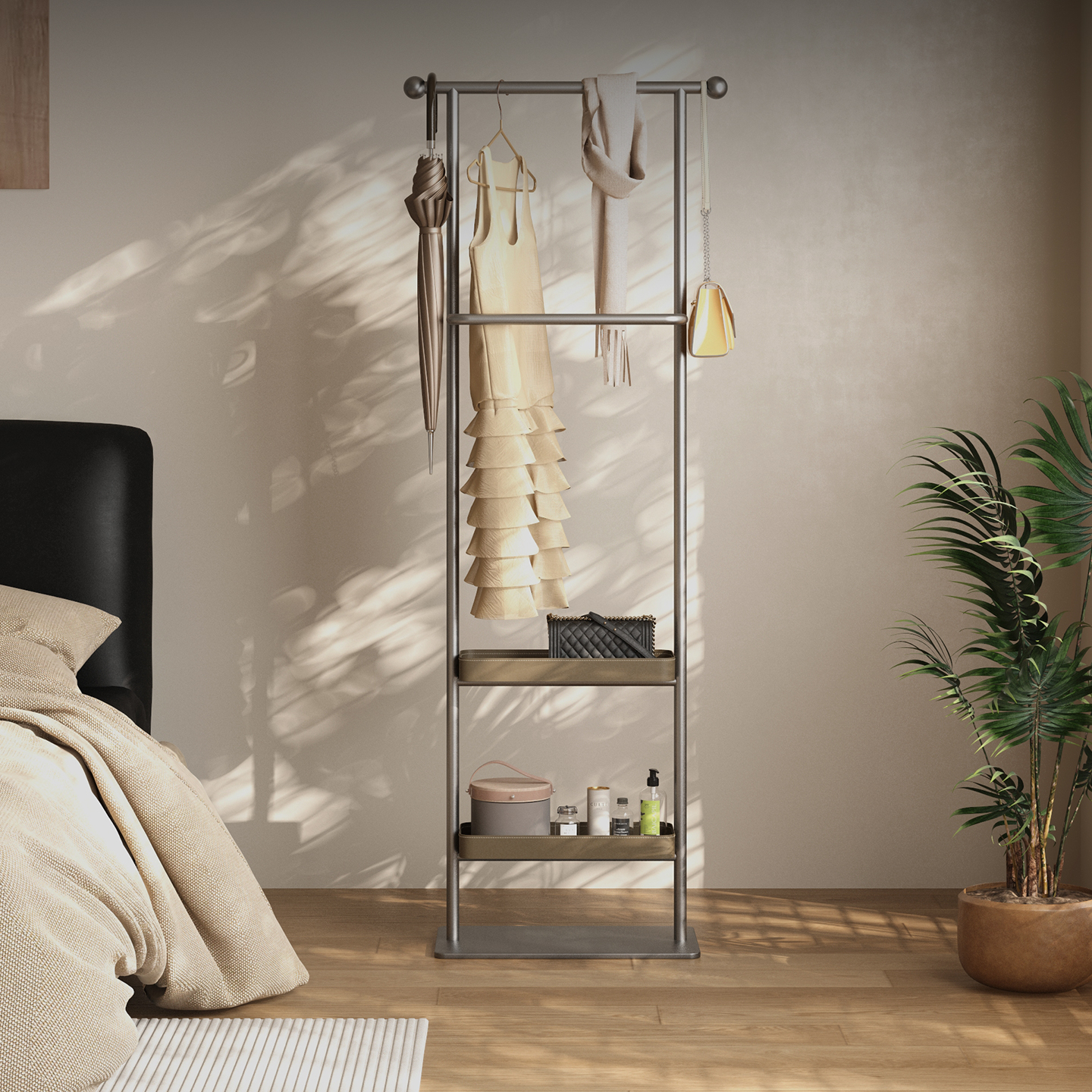 意式轻奢挂衣架落地家用不锈钢