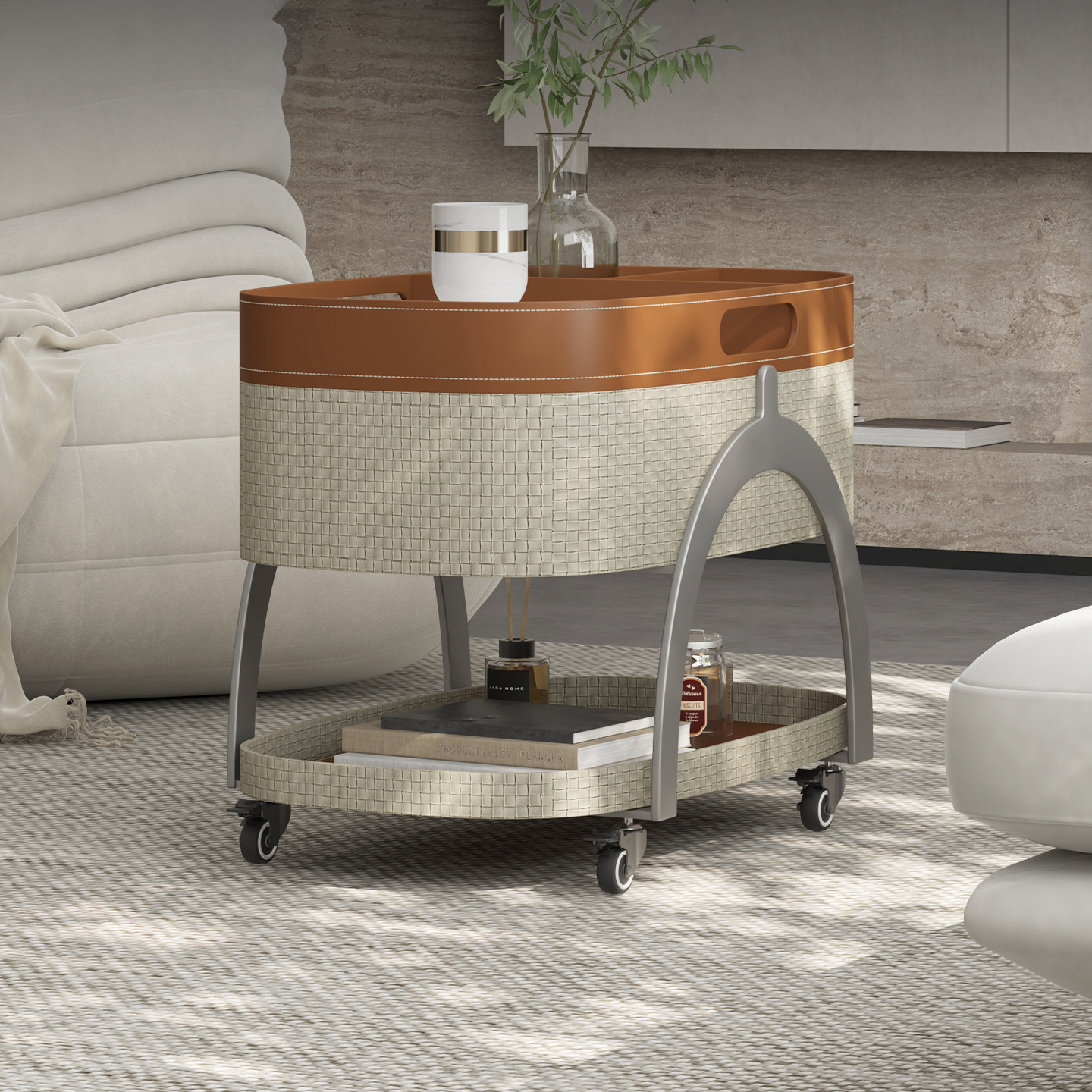 意式床头柜替代可移动床边桌卧室边柜家用客厅沙发边几收纳小推车,住宅家具,床头柜,淘宝优惠券,粉丝福利购,淘宝优惠卷