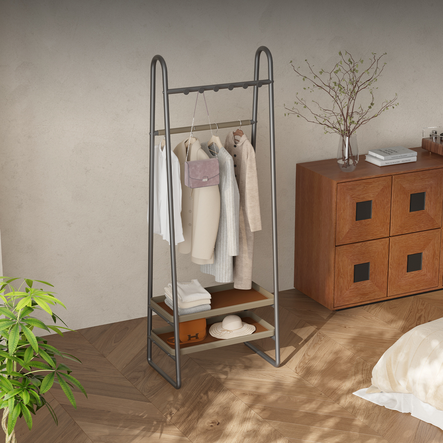 意式极简三角衣帽架卧室家用