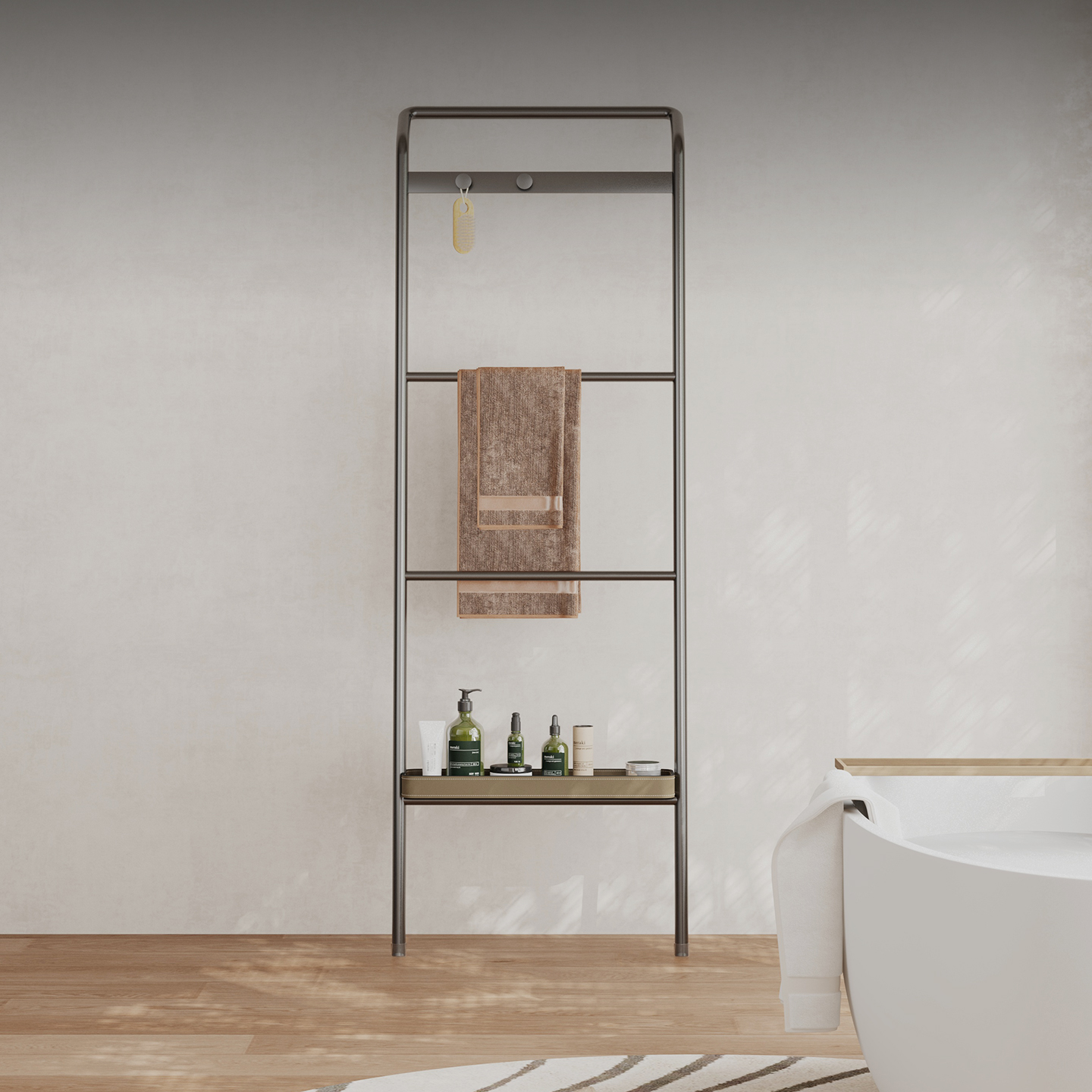 意式极简不锈钢落地置物架