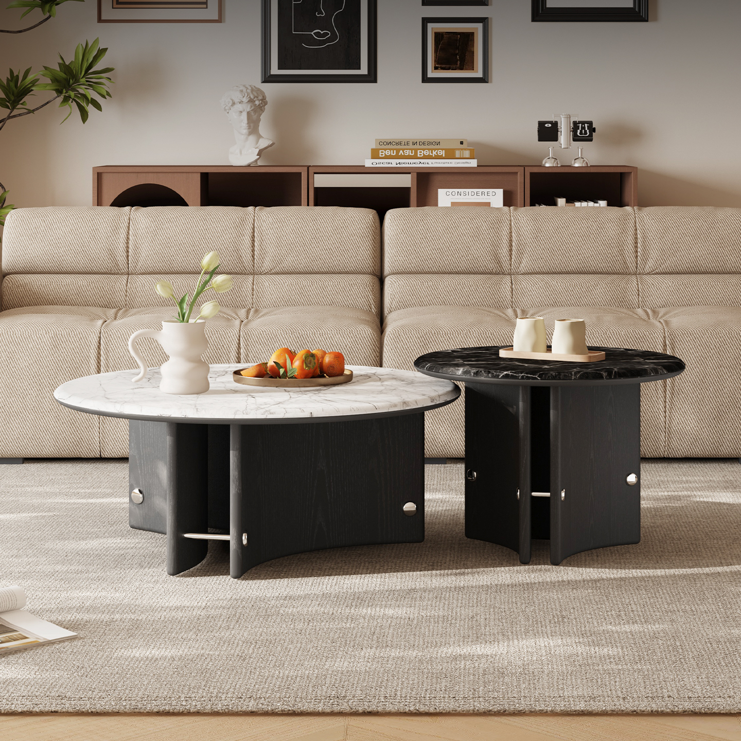 意式极简微晶石茶几桌客厅家用现代简约轻奢高级感大理石茶几组合