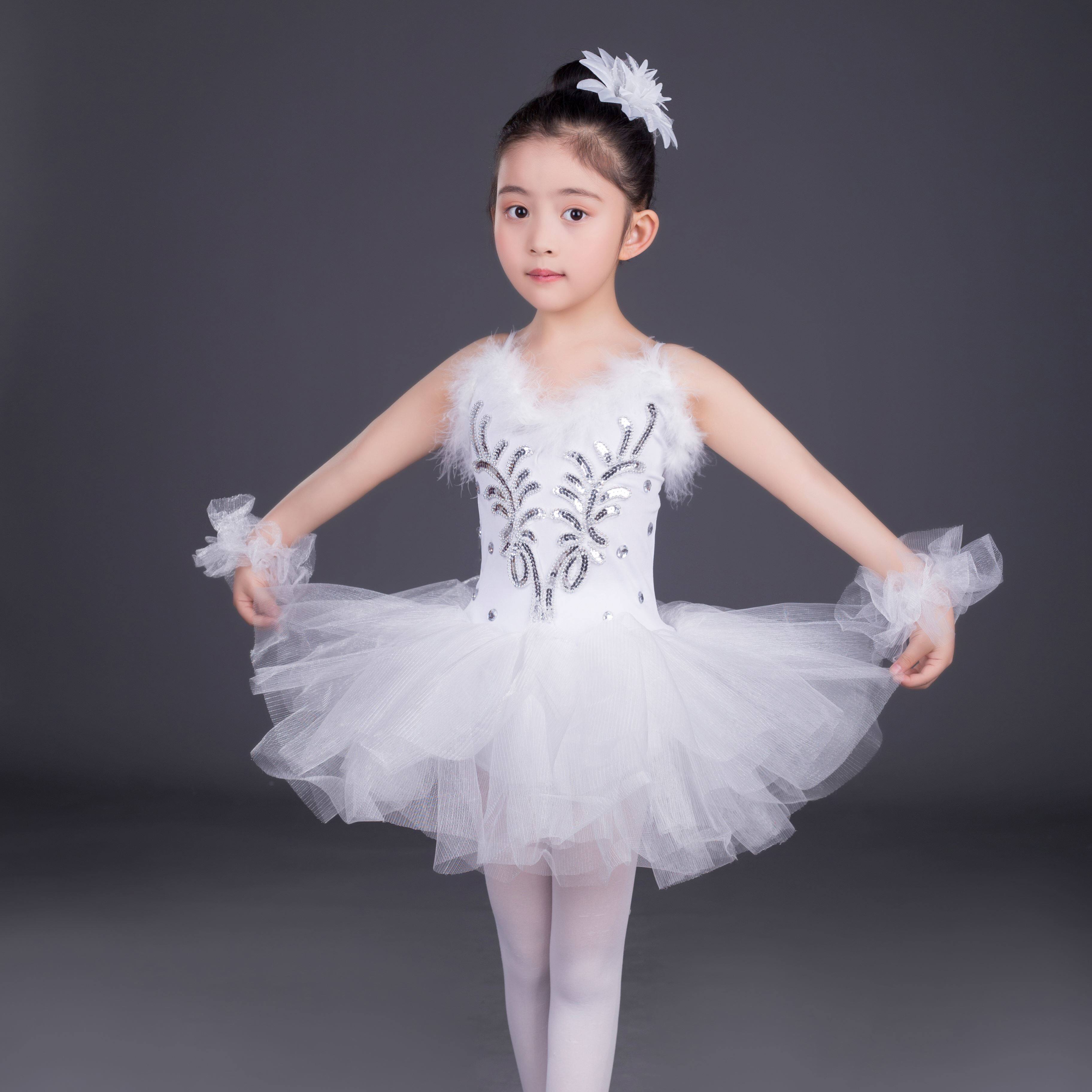 新款软纱女童芭蕾舞裙表演服儿童tutu裙小天鹅吊带蓬蓬纱裙演出服