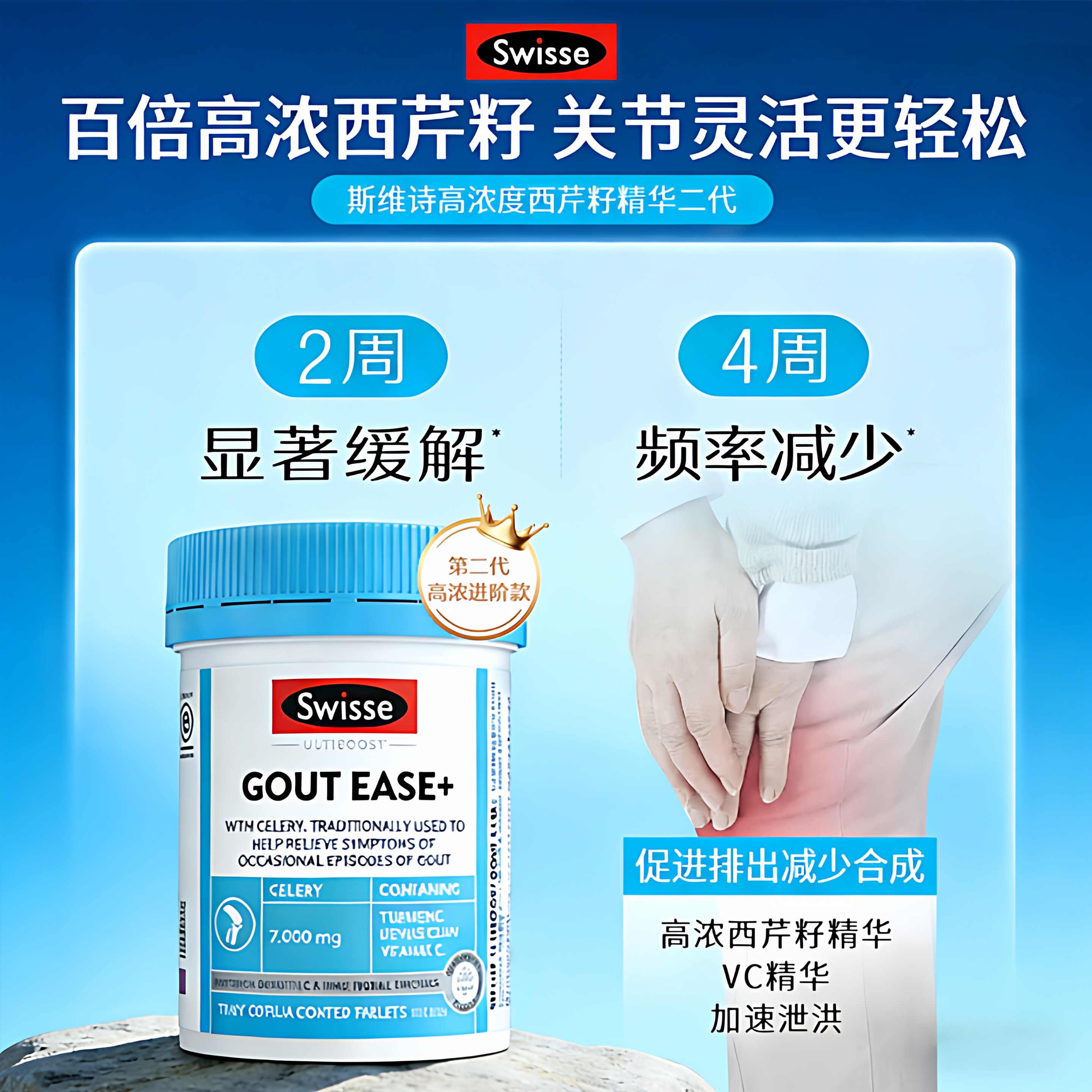 Swisse斯维诗7000mg高浓度西芹籽片 中老年关节不适常备指数调理