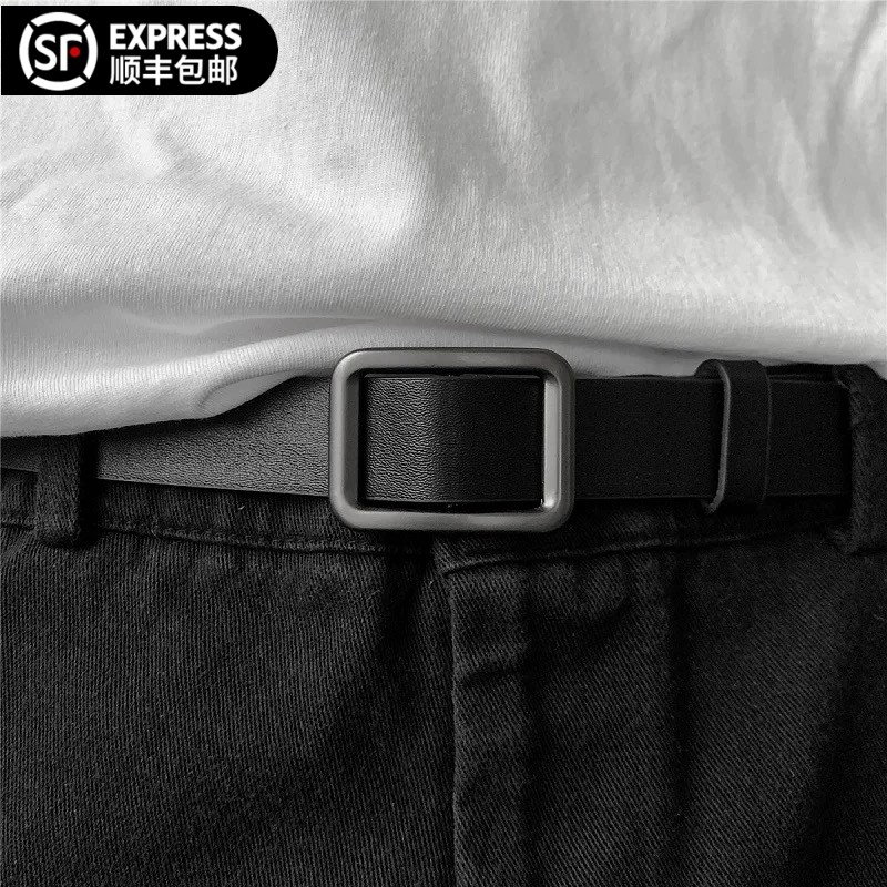 日本进口2026新款皮带男无孔腰带工装裤装饰时尚复古牛仔裤裤带