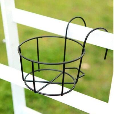 Balcony Round Flower Pot Basket Iron Railing Fence Hanging