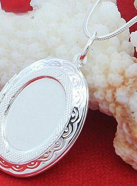 Silver Chain Necklace Silver jewelry Round Photo Locket Pend
