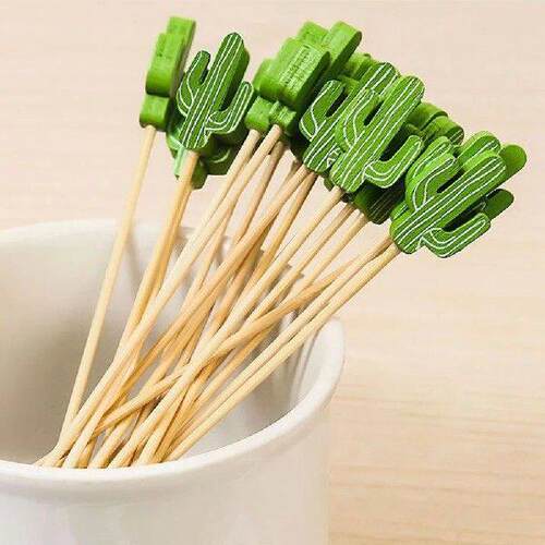 100Pcs Hawaiian Party Wooden Fruit Sticks Cocktail Picks
