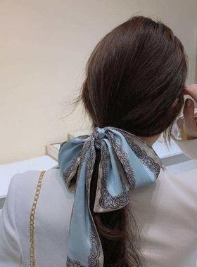 French Style Houndstooth Silk Scarf Hair Band Retro Women