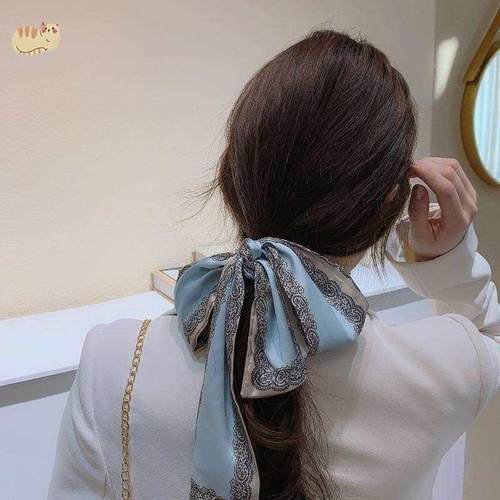 French Style Houndstooth Silk Scarf Hair Band Retro Women