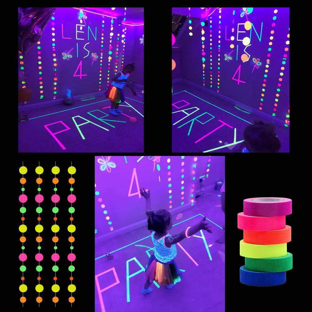 UV Glow Tape Neon Party ters Glow in the Dark Black Light Re