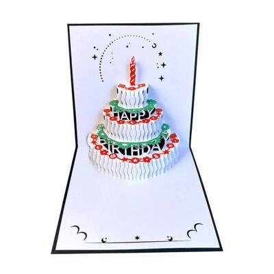 3D Birthday Cake Happy Birthday Card Music Light Greeting Ca