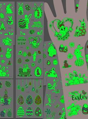 12pcs Glow Easter Kids Temporary Tattoos luminous rabbit Egg