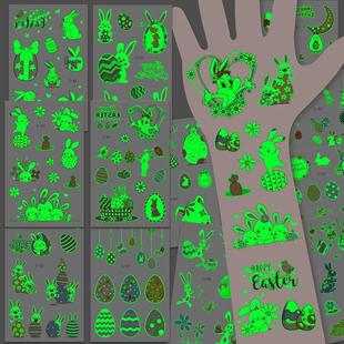 Kids Temporary Tattoos 12pcs rabbit Easter luminous Egg Glow