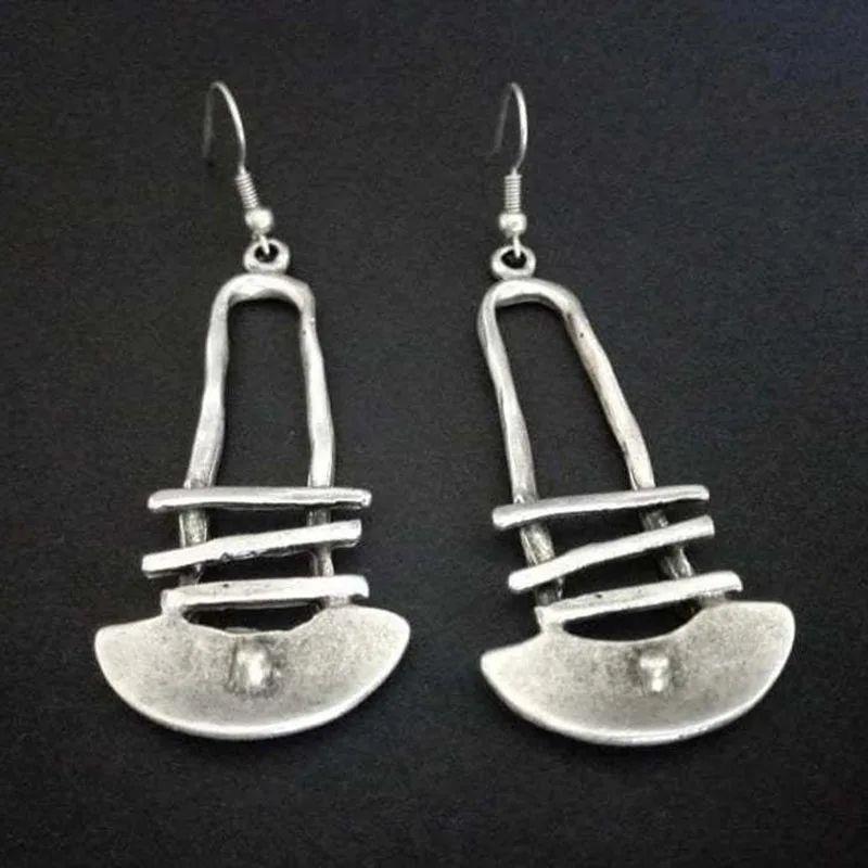 Vintage Ethnic Antique Metal Drop Earrings for Women Punk Je