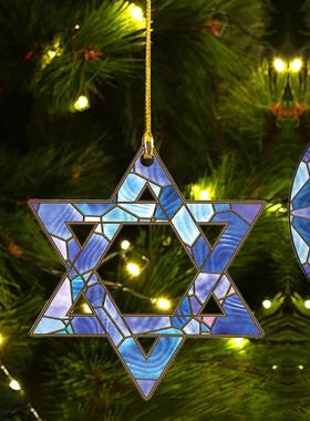 Hanukkah pendant decoration hexagon decoration double-sided