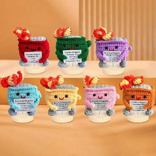 Crochet Dumpster Fire Cute Emotional Support Dumpster Fire