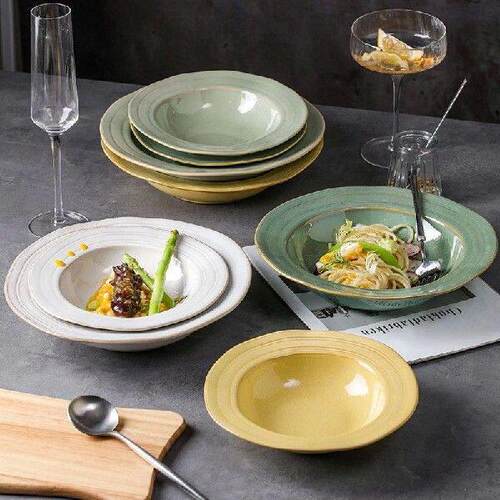 Japanese Style Ceramic Soup Plate, Deep Plate, Steak Plate