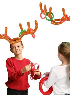 Christmas Inflatable Reindeer Antler Hat Ring Toss Funny Fam