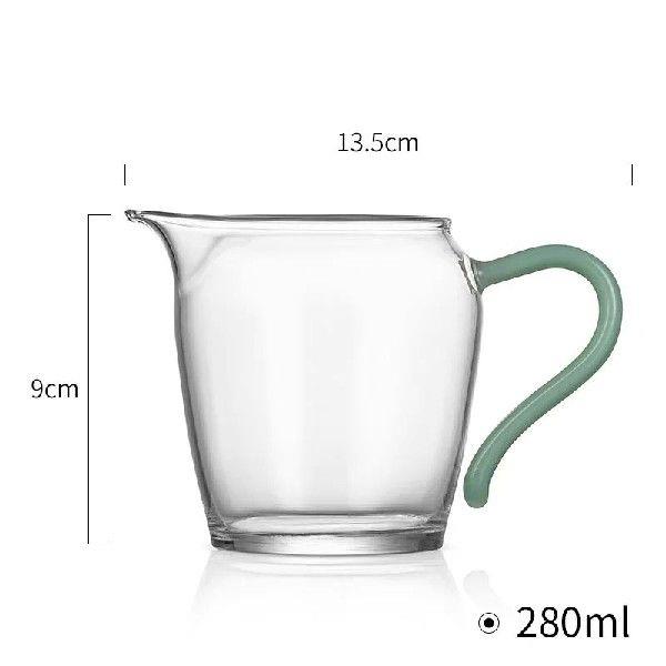 Imitation Jade Handle Heat Resisting Glass Tea Pitcher