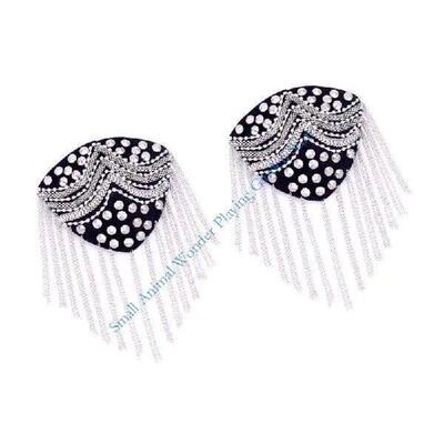 C9GC Crystals Embroidered Epaulettes Metal Fringes