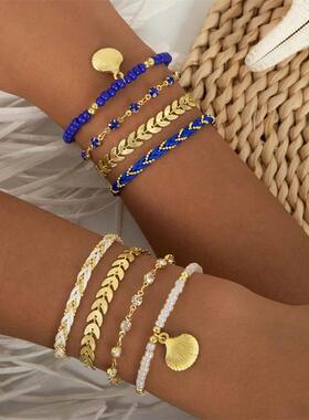4pcs/set Bohemia Shell Bracelets for Women Ethnic Style Colo