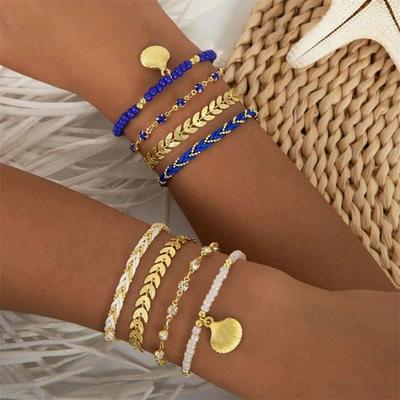 4pcs/set Bohemia Shell Bracelets for Women Ethnic Style Colo