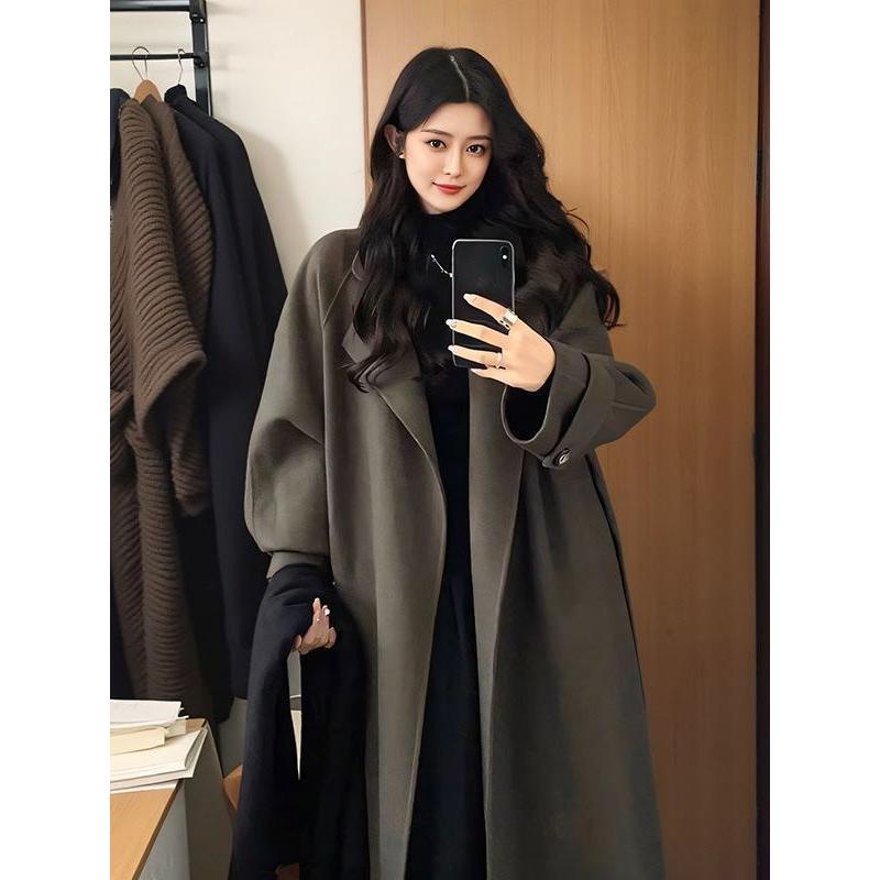 呢子大衣女中长款2025秋冬新款高级感韩系赫本风气质加厚毛呢外套