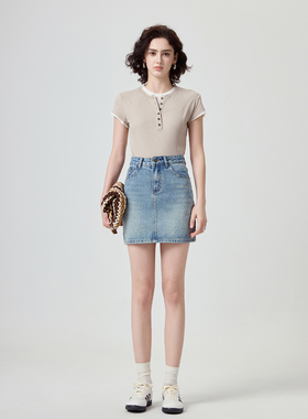 YC遇初 165【内衬 防走光】夏季牛仔半裙高腰显瘦通勤小个子短裙