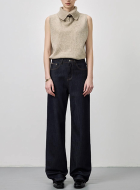 YC遇初265【今年流行的新款裤子】春季原色窄版直筒拖地牛仔裤女