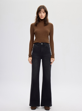 YC遇初339[四面弹 桶喇裤]秋季2025年高腰遮胯显腿直微喇修身牛仔