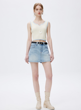 YC遇初183【内衬 防走光】牛仔短裙女夏季小个子百搭显瘦A字裙裤