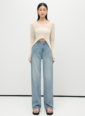 YC遇初003高腰牛仔裤女2025春夏高品质拖地直筒裤显瘦窄版阔腿裤