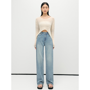 YC遇初003高腰牛仔裤女2025春夏高品质拖地直筒裤显瘦窄版阔腿裤