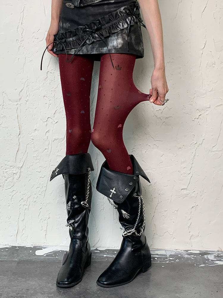 보키오르 웨이브 와인 | 우산 도트 히피 벨벳 시부야 가을 겨울 Y2K 라이트 아시아 복고풍 로얄 자매 레드 매콤