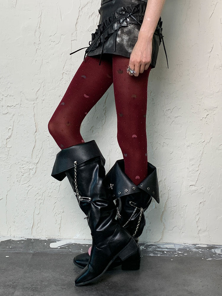 보키오르 웨이브 와인 | 우산 도트 히피 벨벳 시부야 가을 겨울 Y2K 라이트 아시아 복고풍 로얄 자매 레드 매콤