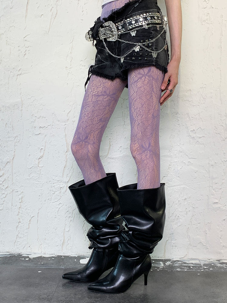 BOKIOR BOZI 와인 장미 나비 고대 핫 소녀 Y2K MILLENNIAL GIRL SUBCULTURE HOLLOW NET 시부야