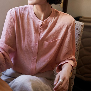 薄款 灯笼袖 2025夏季 新款 褶皱肌理衬衫 法式 感衬衣马卡龙4色