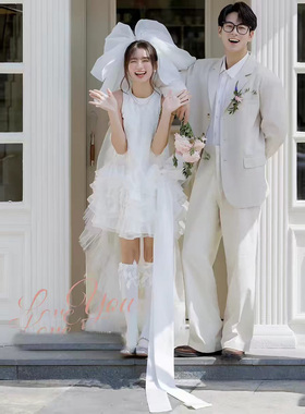 法式白色小众宴会生日派对登记领证伴娘订婚短款小礼服蛋糕连衣裙