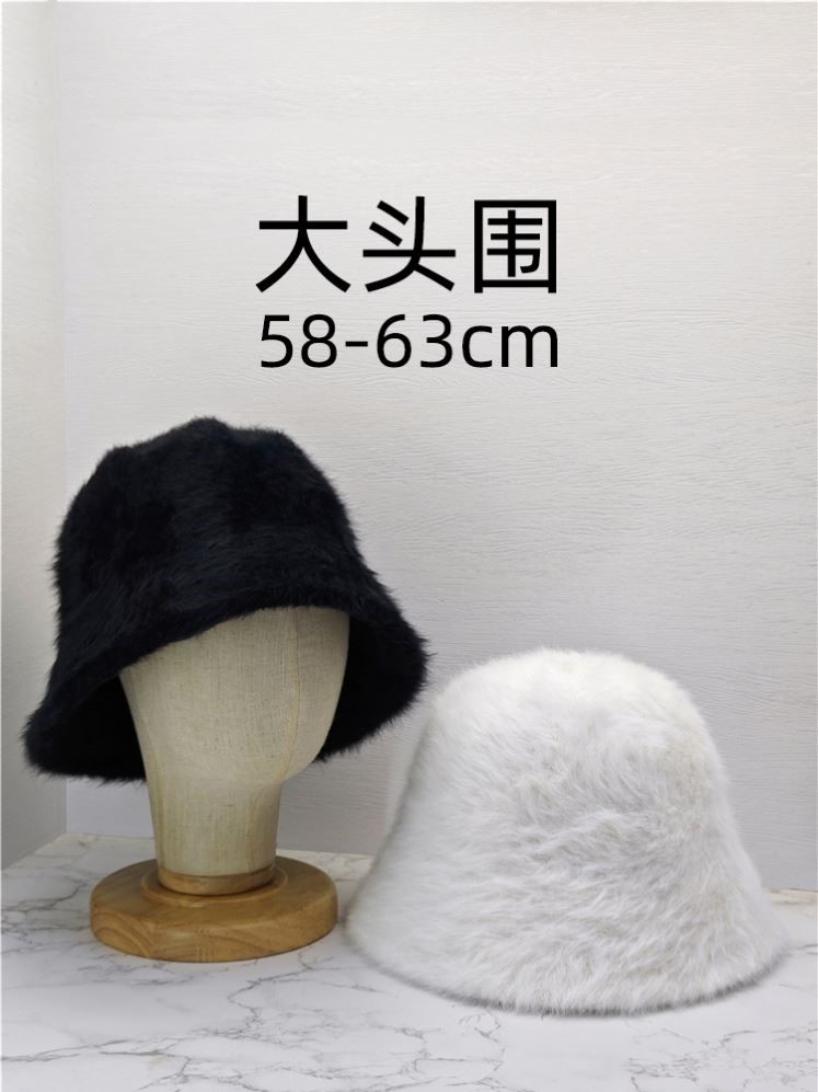 大头围帽子渔夫帽加大码兔毛毛绒帽子
