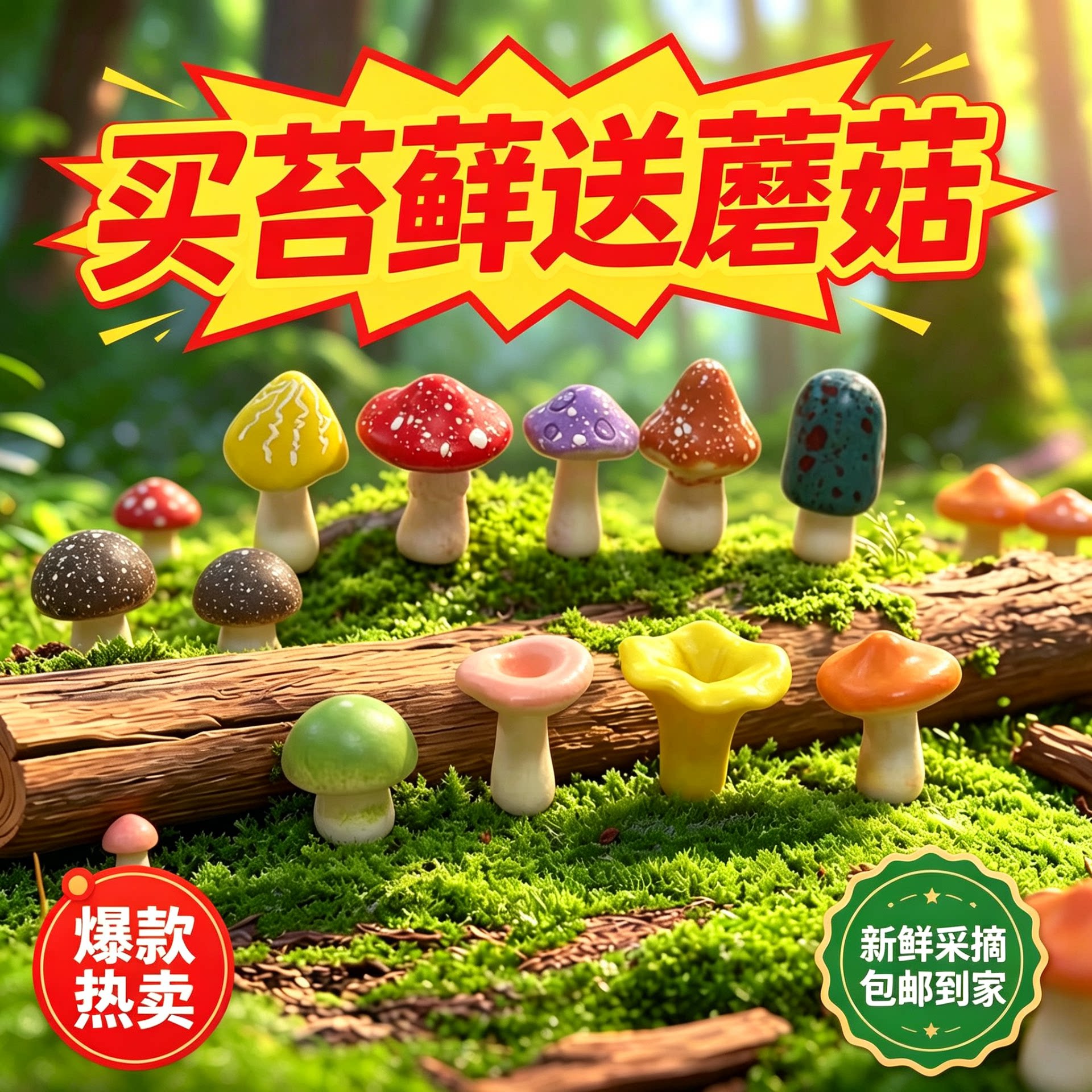 鲜活苔藓微景观生态瓶蘑菇菌子小摆件生态瓶生态瓶生态瓶生态瓶